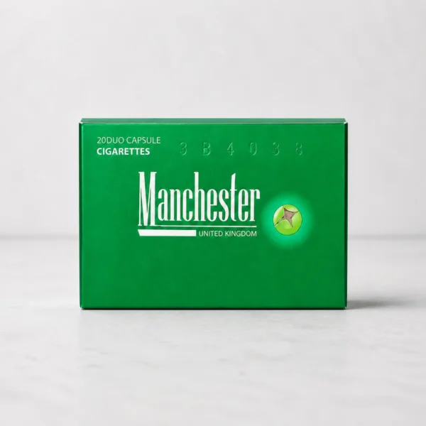 Manchester Green Crush packaging photographed for a product, label, and adult-use facts page