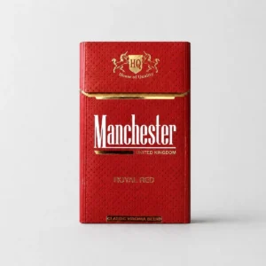 Manchester Royal Red packaging photographed for a product, label, and adult-use facts page