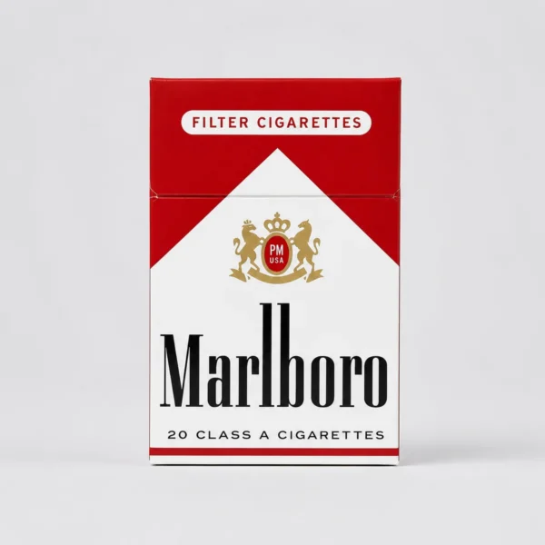 Marlboro Red packaging photographed for a product, label, and adult-use facts page